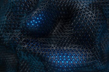 Abstract Futuristic dark wave on glowing blue energy background 3D rendering