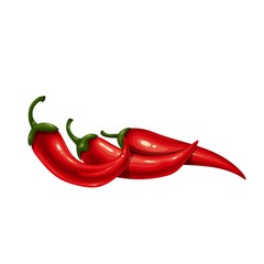Chili pepper, paprika or capsicum. Hot raw red pepper, vegan food. Isolated vector illustration of chili pepper.