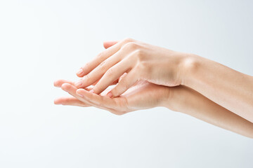 female hands finger massage skin care health close up