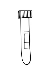 Test tube hand drawn outline doodle vector illustration isolated on the white background. Laboratory chemical test tube. Lab diagnostics