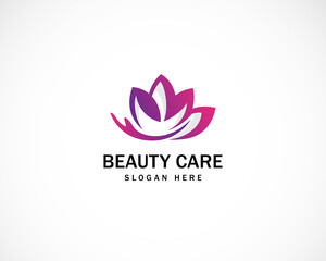 Beauty care logo creative lotus logo hand care sign symbol