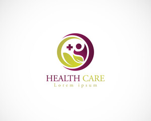 health care logo creative concept sign symbol nature leaf