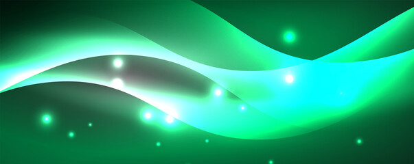 Shiny glowing neon wave, light lines abstract background. Magic energy and motion concept. Vector wallpaper template