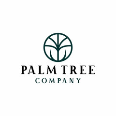 palm tree monoline vector logo design modern style for agricultural company