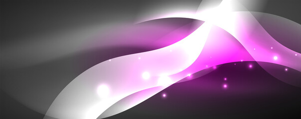 Shiny glowing neon wave, light lines abstract background. Magic energy and motion concept. Vector wallpaper template