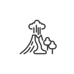 Volcano eruption line icon