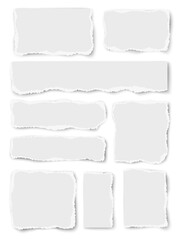 Vector vertically placed set of paper different shapes scraps isolated on white background