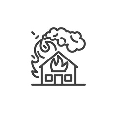 Burning house line icon
