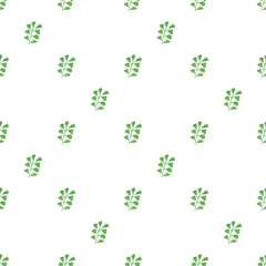 Fototapeta premium Green leaves in randomly arranged order seamless floral pattern hand drawn botanical watercolor illustration, simple greenery ornament for textile, gift paper, eco-friendly holiday or home decor