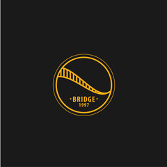 retro logo design illustration a bridge monogram