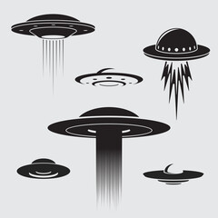 Ufo icon. Set of different flying saucer. Vector illustration, EPS 10 - 447227957