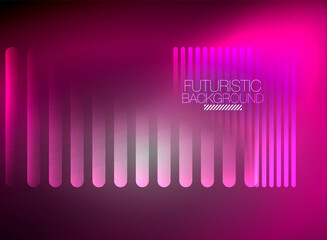 Bright neon color techno abstract background, shiny glowing neon lines in the dark background