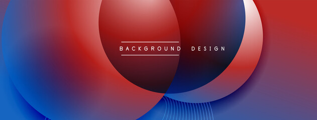 Gradient circles with shadows. Vector techno abstract background. Modern overlapping forms wallpaper background, design template