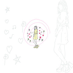 beautiful women, hand drawn style illustrator