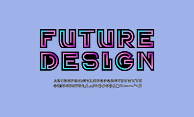 Fototapeta na wymiar Tech multi colored original alphabet, trendy modern font, futuristic letters and numbers, vector illustration 10EPS