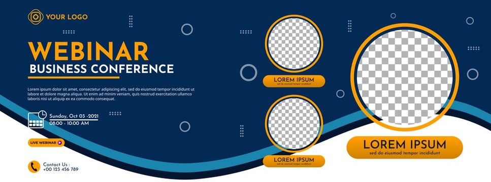 Modern banner template design for business webinar, marketing webinar, online class program, etc
