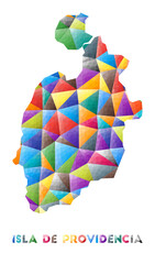 Isla de Providencia - colorful low poly island shape. Multicolor geometric triangles. Modern trendy design. Vector illustration.