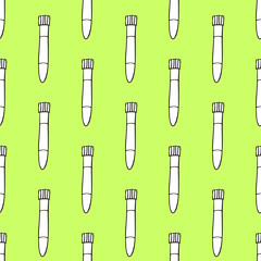 Seamless pattern with test tubes. Hand drawn outline doodle vector texture isolated. Laboratory chemical test tube. Lab diagnostics.