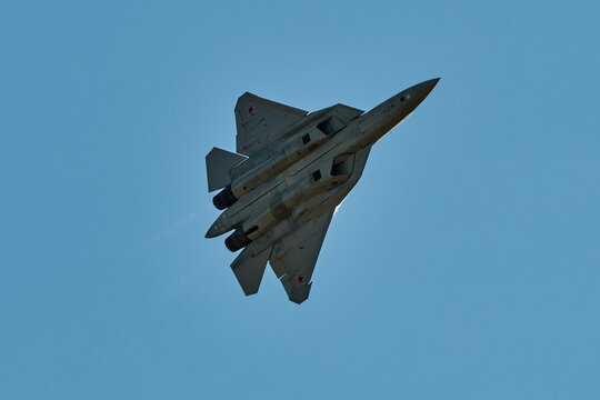 Zhukovsky, Moscow region, Russia - 24.07.2021: Performance of aerobatic teams at MAKS 