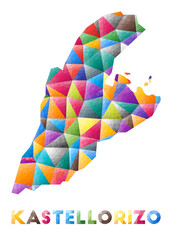 Kastellorizo - colorful low poly island shape. Multicolor geometric triangles. Modern trendy design. Vector illustration.