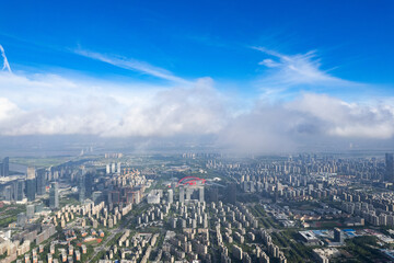 Obraz na płótnie Canvas Aerial view of modern city in Nanjing