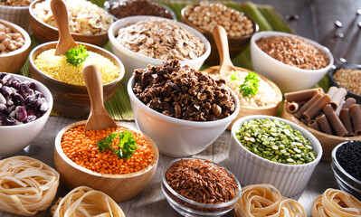 Composition with different kinds of dry food products