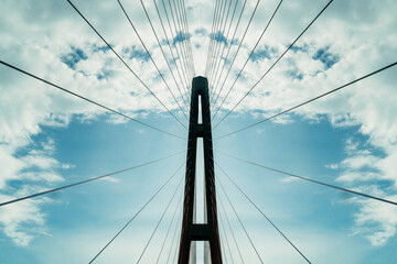 top of cable-stayed bridge bottom view