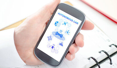 Autonomous car concept on a smartphone