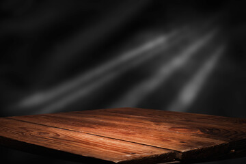 dark background with brown empty table
