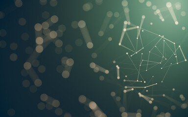 Abstract background. Molecules technology with polygonal shapes, connecting dots and lines. Connection structure. Big data visualization.