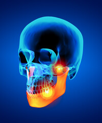 3d rendering illustration of jaw bone - side view