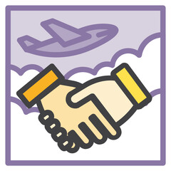 Handshake ,Business Travel filled outline icon.