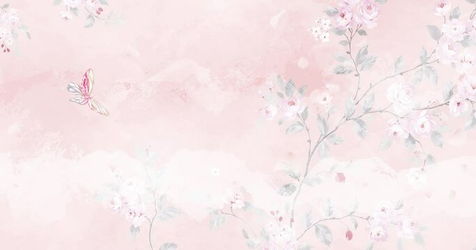 Hand painted watercolor plum blossom cloud flower