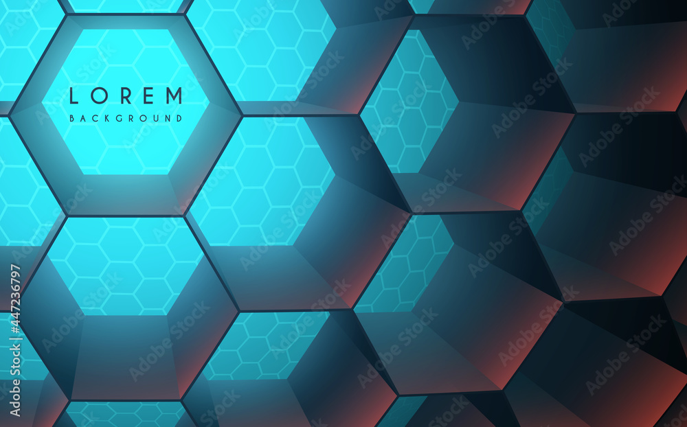Wall mural abstract hexagonal background with light effect