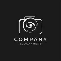 vector illustration of creative photography logo with eye lens illustration perfect for photographer and media company