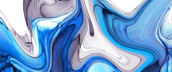 Organic alcohol ink abstract background with liquid marble texture, elegant hand painted art, fluid texture, original wallpaper, blue color mix accent