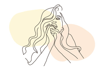 Woman line art. Beauty female on white background isolated. Vector illustration concept.
