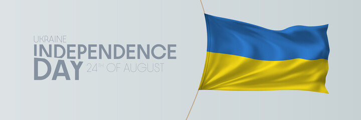 Ukraine independence day vector banner, greeting card.