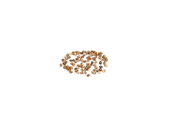 Hemp seeds isolated on white background.