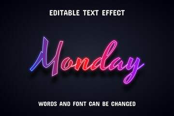 Monday text, neon text effect