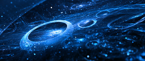 Blue glowing galactic toruses in space © sakkmesterke
