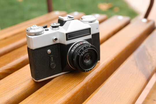 Back to the past, old camera close-up