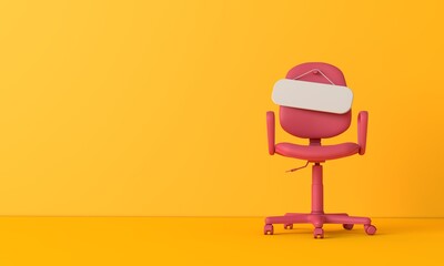 Blank sign on an empty chair. Hiring new job vacancy concept. 3D Rendering - obrazy, fototapety, plakaty