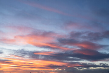 Naklejka na ściany i meble beautiful sunset with pink clouds