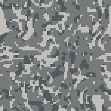 Digital gray pixel camouflage seamless pattern for your design. Vector camo texture