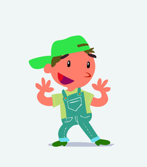  Pleasantly surprised cartoon character of little boy on jeans.