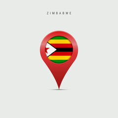 Teardrop map marker with flag of Zimbabwe. 3D vector illustration