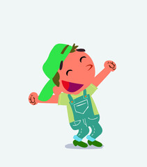  Euphoric cartoon character of little boy on jeans.