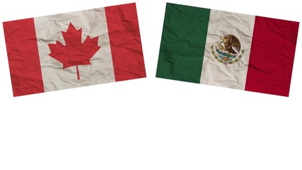 Mexico and Canada Flags Together Paper Texture Effect Illustration