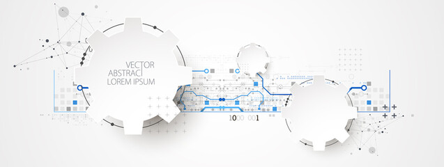 Abstract technology concept. Circuit board, high computer color background. Vector illustration with space for content, web - template, business tech presentation.